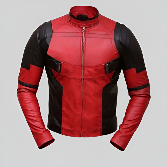 Deadpool 3 Red Black Leather Jacket