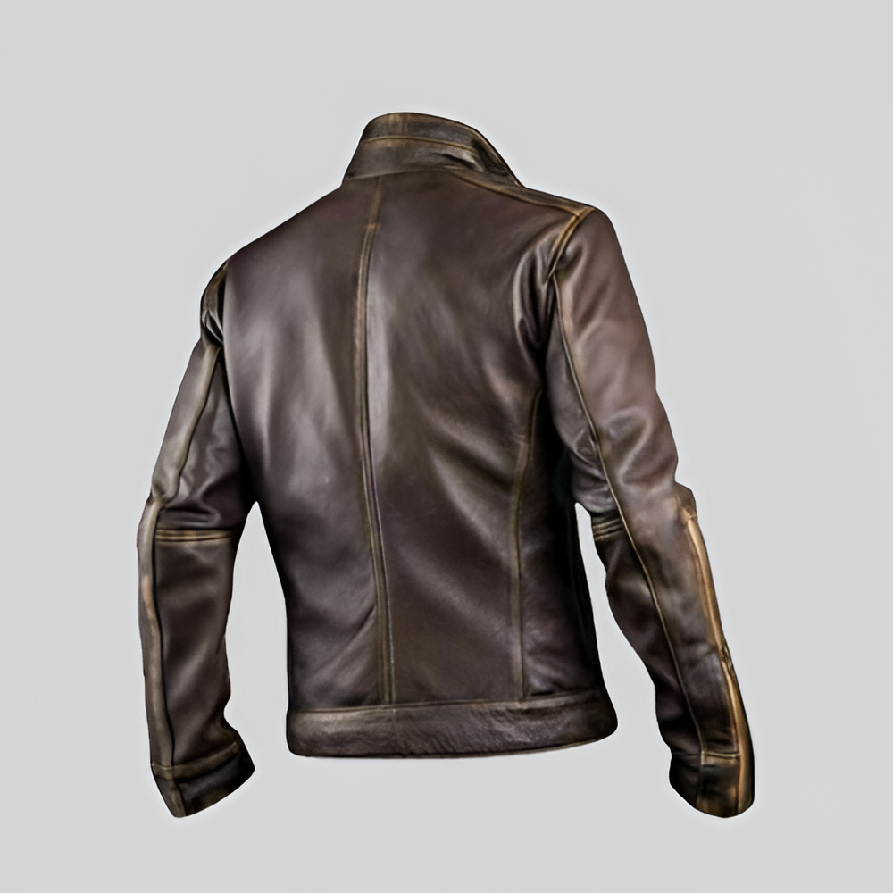 Cafe Racer Stylish Distressed Brown Biker Jacket