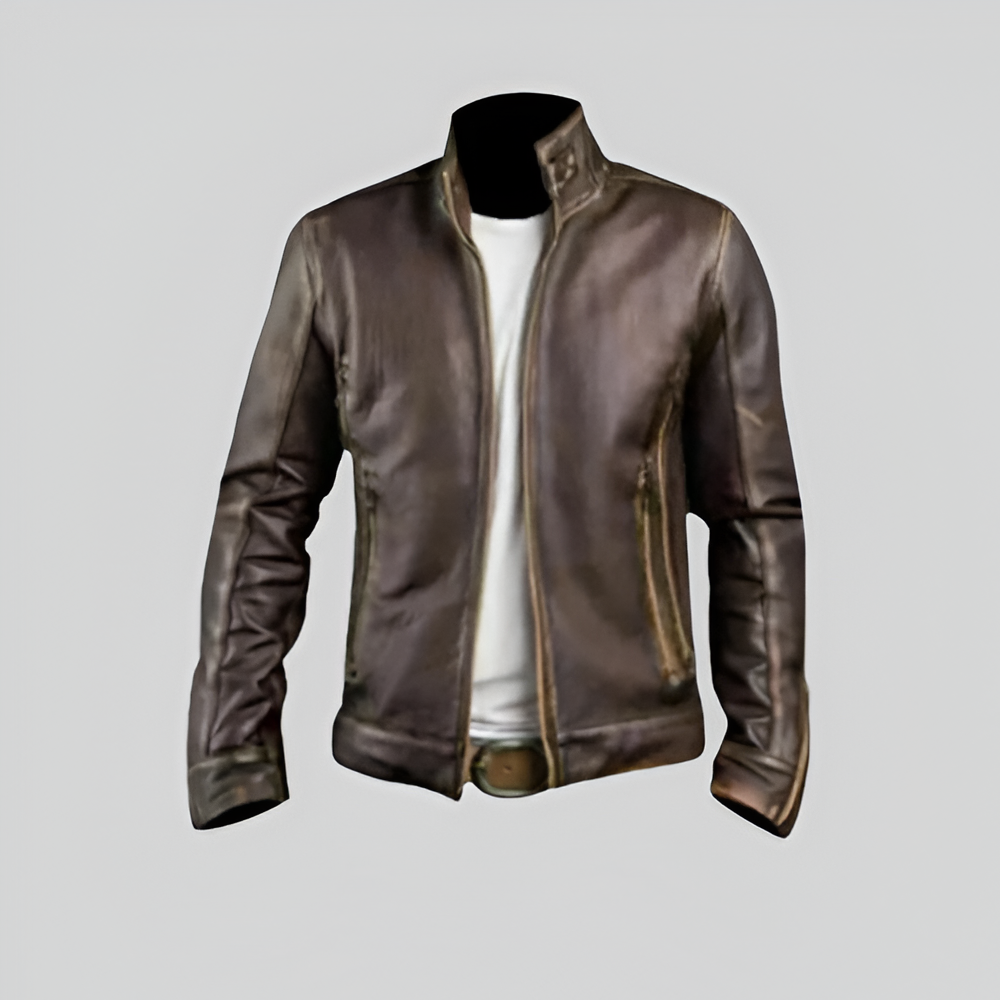 Cafe Racer Stylish Distressed Brown Biker Jacket