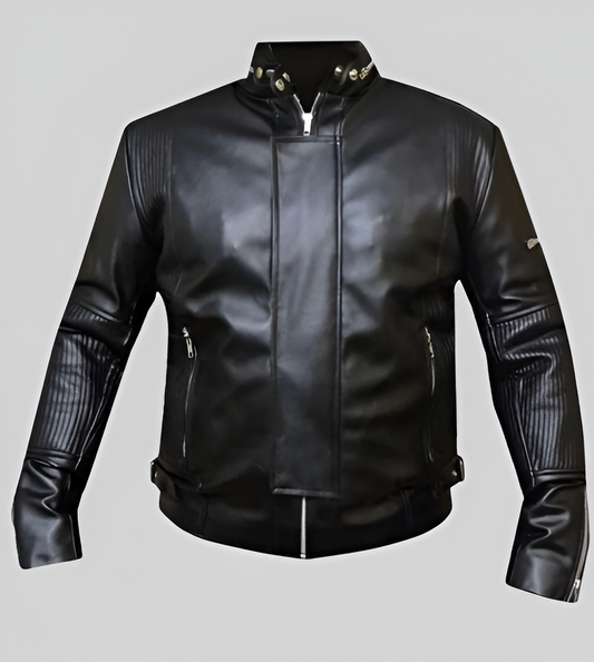 Tron-Inspired Black Leather Jacket