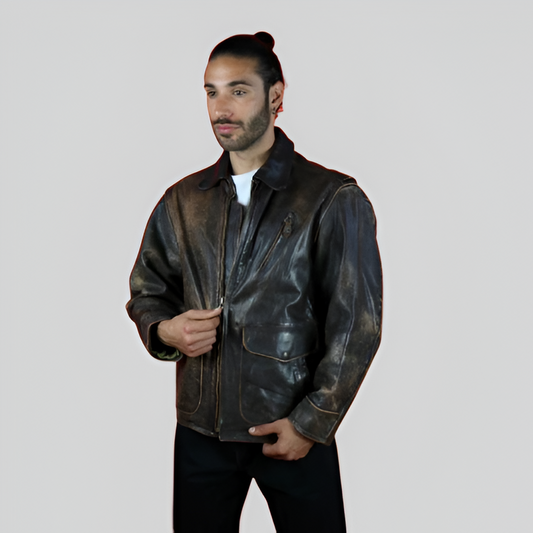 Kaplan Sports A2 Aviator G1 Men Vintage Bomber AIR Force Distressed Brown Real Leather Jacket