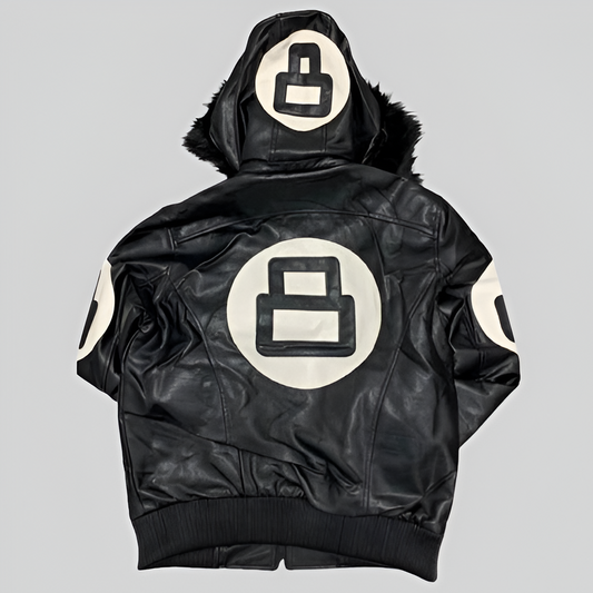 Men's Graphic Quilted Leather Bomber Jacket