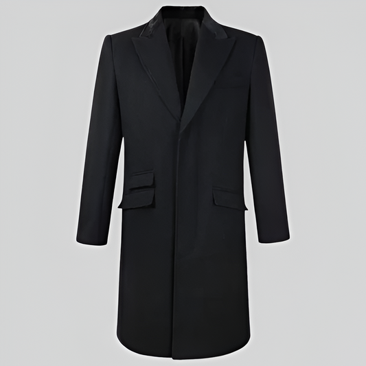 Peaky Blinders-Inspired Black Overcoat