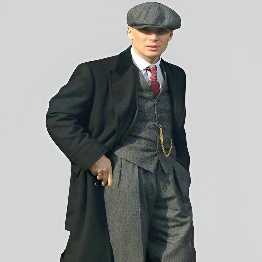 Peaky Blinders-Inspired Black Overcoat