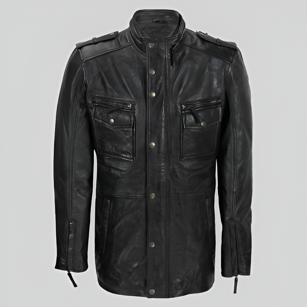 Men's Distressed Leather Field Jacket