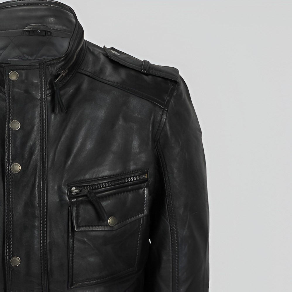 Men's Distressed Leather Field Jacket