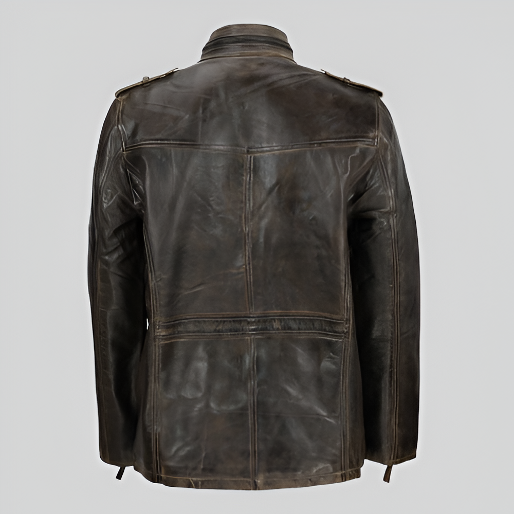 Distressed Leather Field Jacket