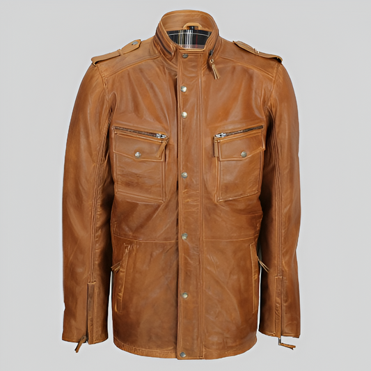 Vintage Tan Leather Field Jacket