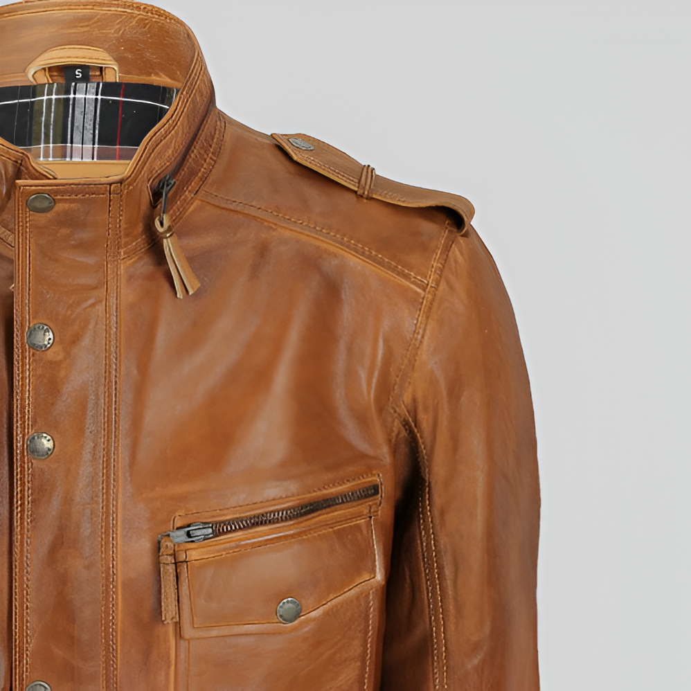 Vintage Tan Leather Field Jacket