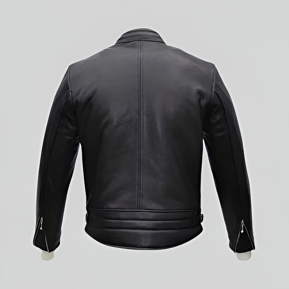 Retro Racing Stripe Leather Jacket