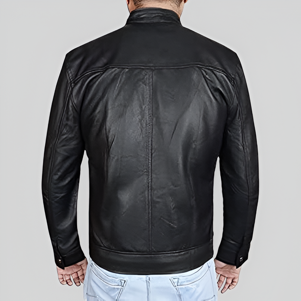 Retro Racing Stripe Leather Jacket