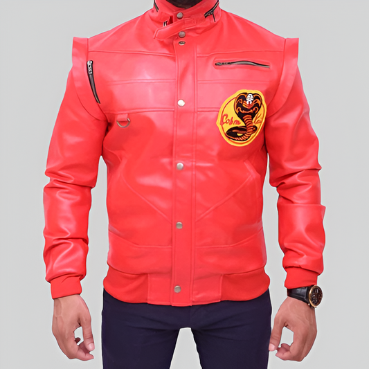 Cobra Kai Johnny Lawrence Red Leather Jacket