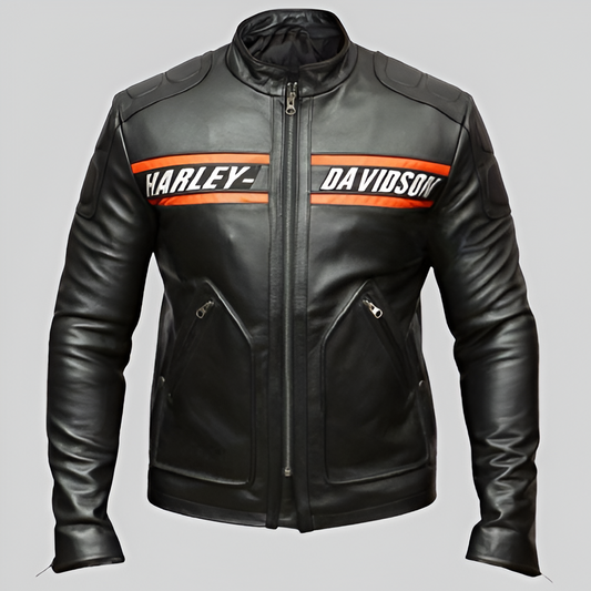 Harley-Davidson Biker Jacket with Orange Stripe