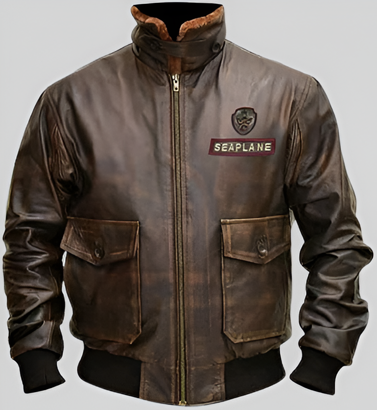 Nick Jonas Next Level Seaplane Distressed Brown Leather Jacket