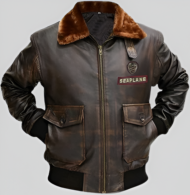 Nick Jonas Next Level Seaplane Distressed Brown Leather Jacket