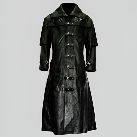 Gothic Leather Trench Coat