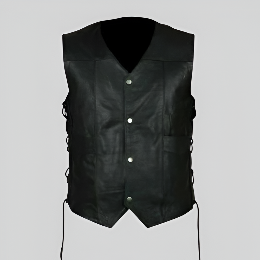 Classic Black Leather Vest