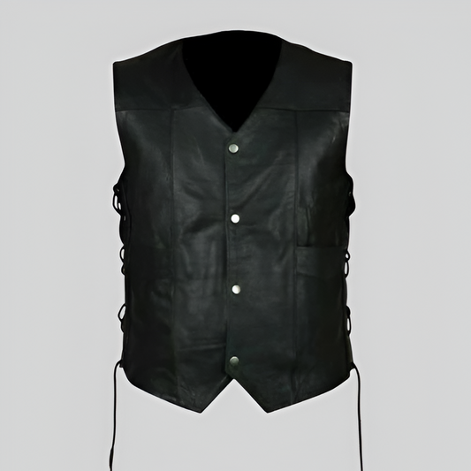 Classic Black Leather Vest