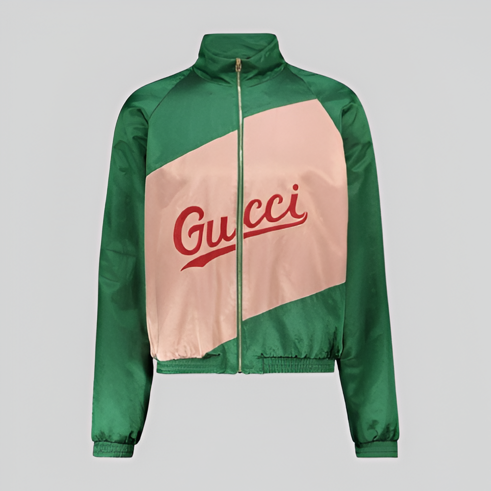 Gucci Cotton Viscose Jacket with Script Green