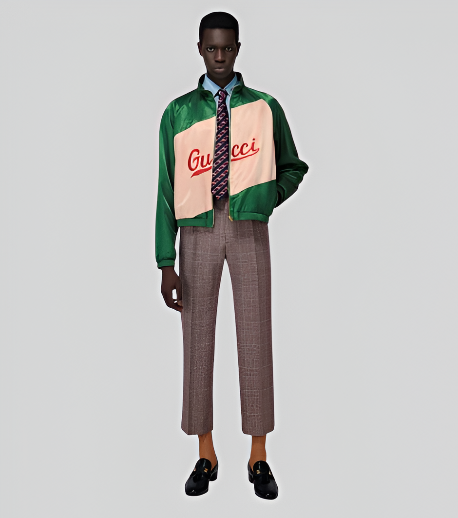 Gucci Cotton Viscose Jacket with Script Green