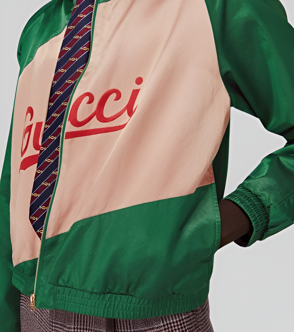 Gucci Cotton Viscose Jacket with Script Green