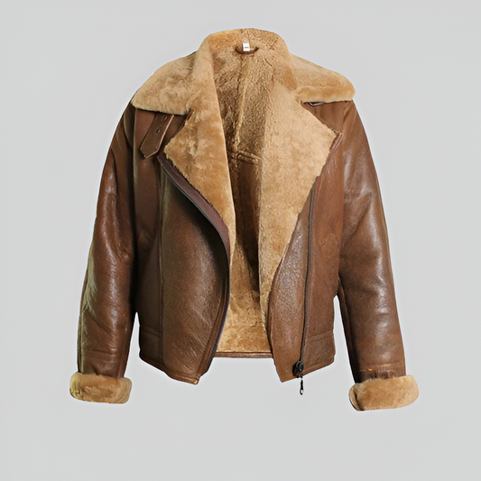 Women's Brown Real Sheepskin Leather Jacket B3 Aviator Jacket