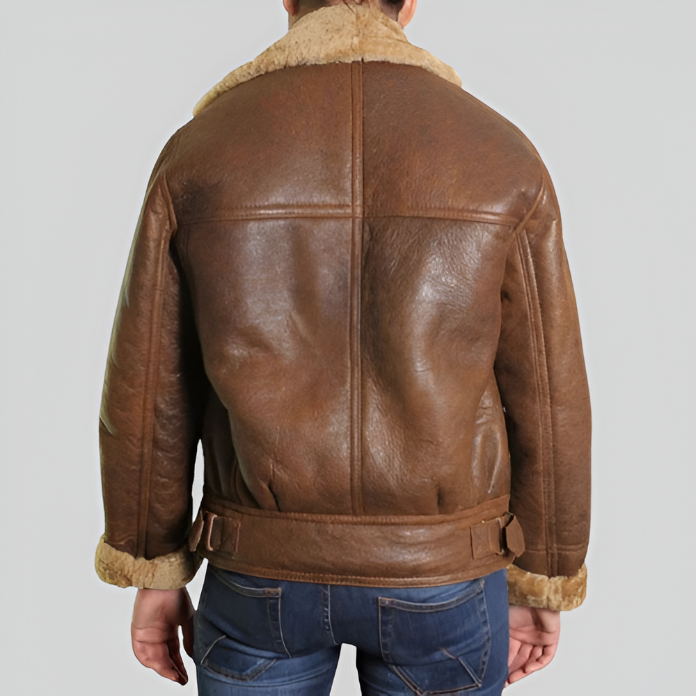 Women's Brown Real Sheepskin Leather Jacket B3 Aviator Jacket