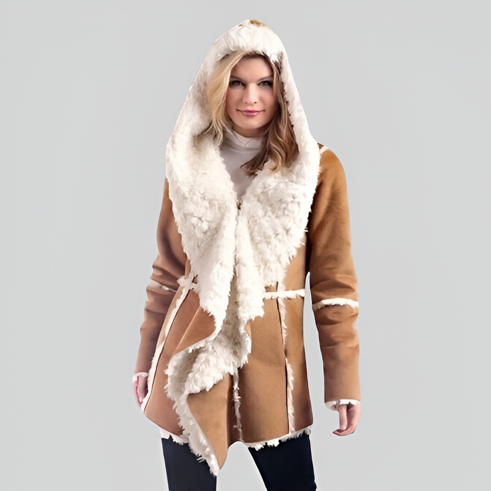 Women's Brown Faux Fur Hooded Coat