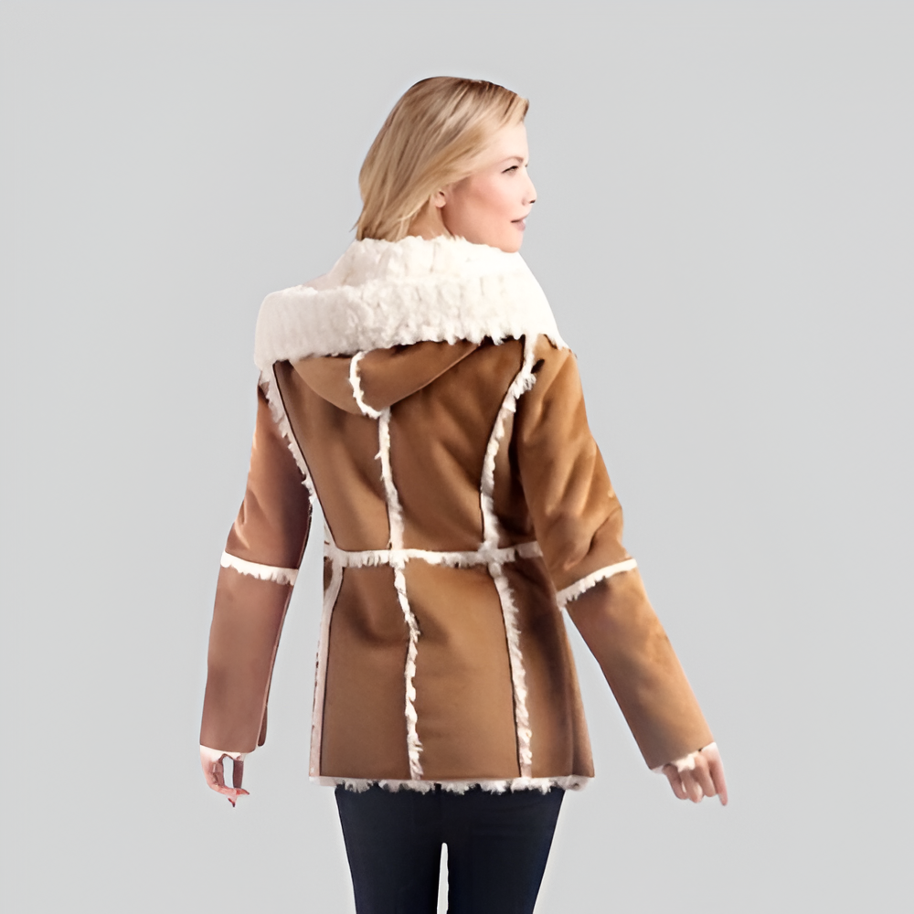 Women's Brown Faux Fur Hooded Coat