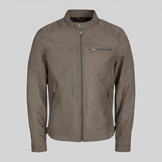 Men's Faux Suede Bomber Jacket