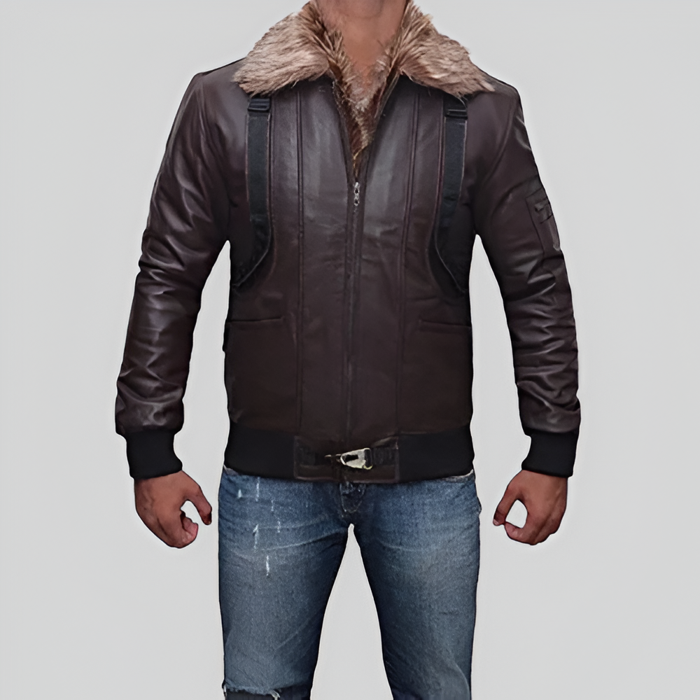 Adrian Toomes Bomber Fur Leather Jacket