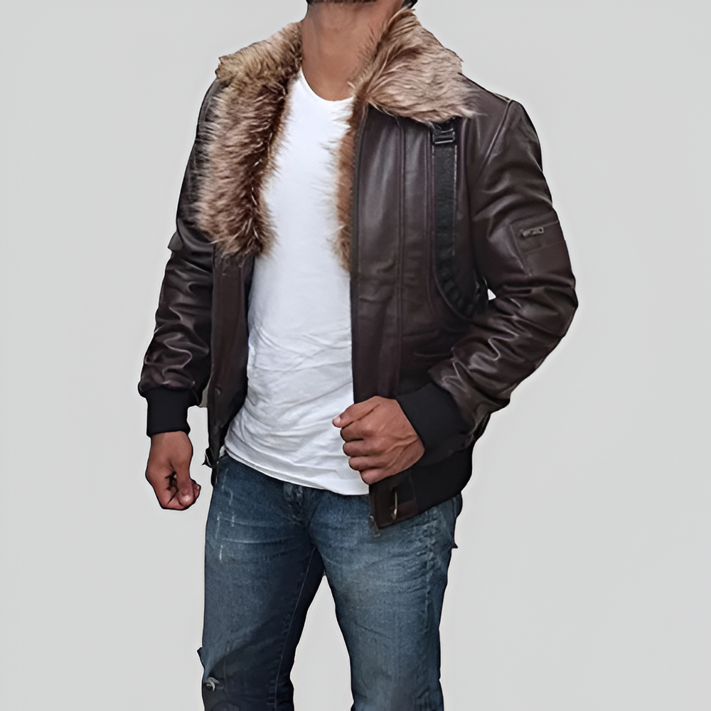 Adrian Toomes Bomber Fur Leather Jacket