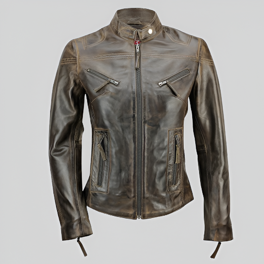 imelessAura Women's Soft Real Leather Vintage Jacket