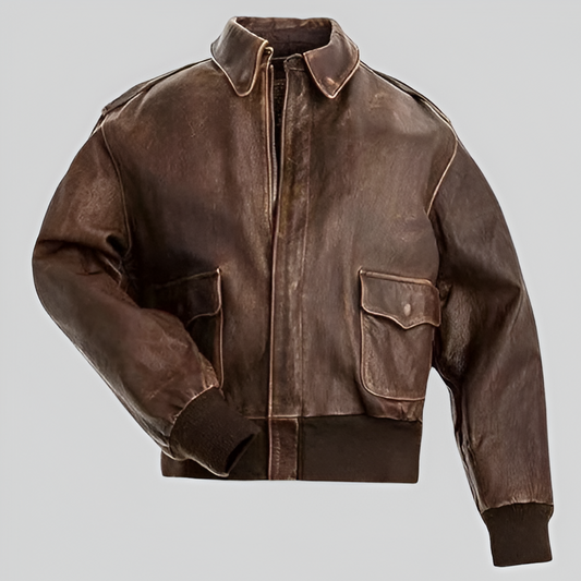 Vintage-Inspired A2 Brown Leather Flight Jacket