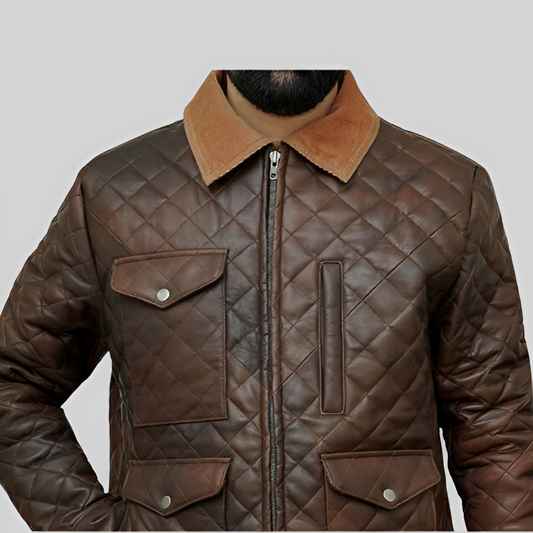 Yellowstone John Dutton inspired quilted leather jacket