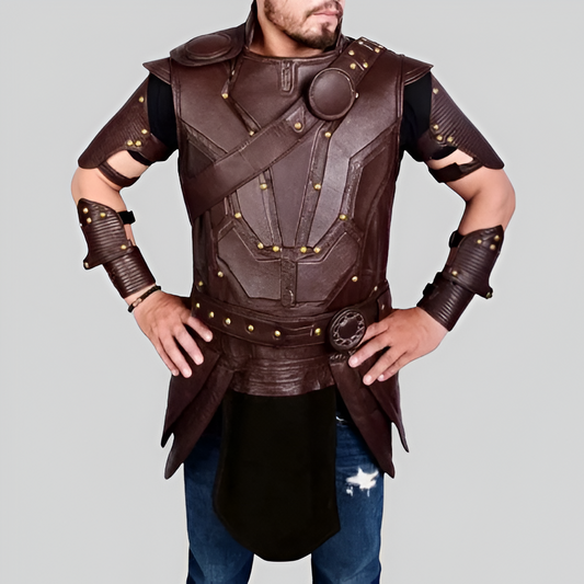 Chris Hemsworth Thor Ragnarok Brown Leather Vest