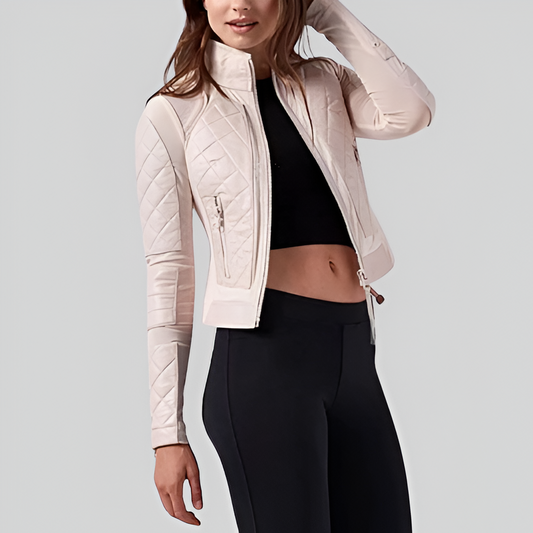 Blanc Noir Women's Leather & Mesh Moto Jacket