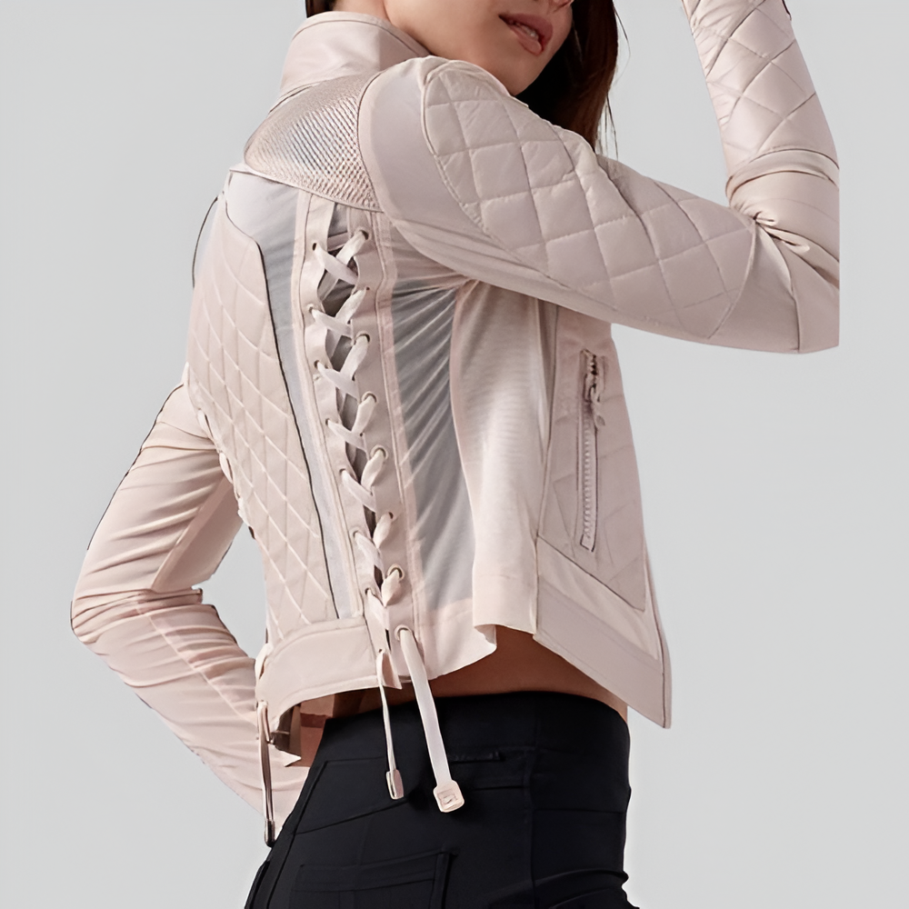 Blanc Noir Women's Leather & Mesh Moto Jacket