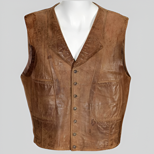 Vintage Men's Brown Leather Vest