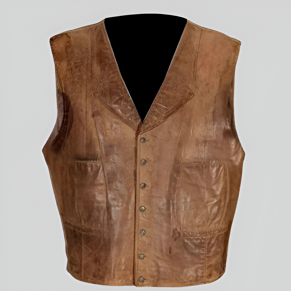 Vintage Men's Brown Leather Vest